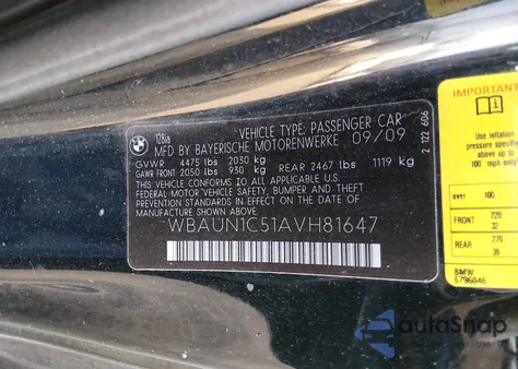 2010 BMW 128I from USA, damaged, VIN WBAUN1C51AVH81647